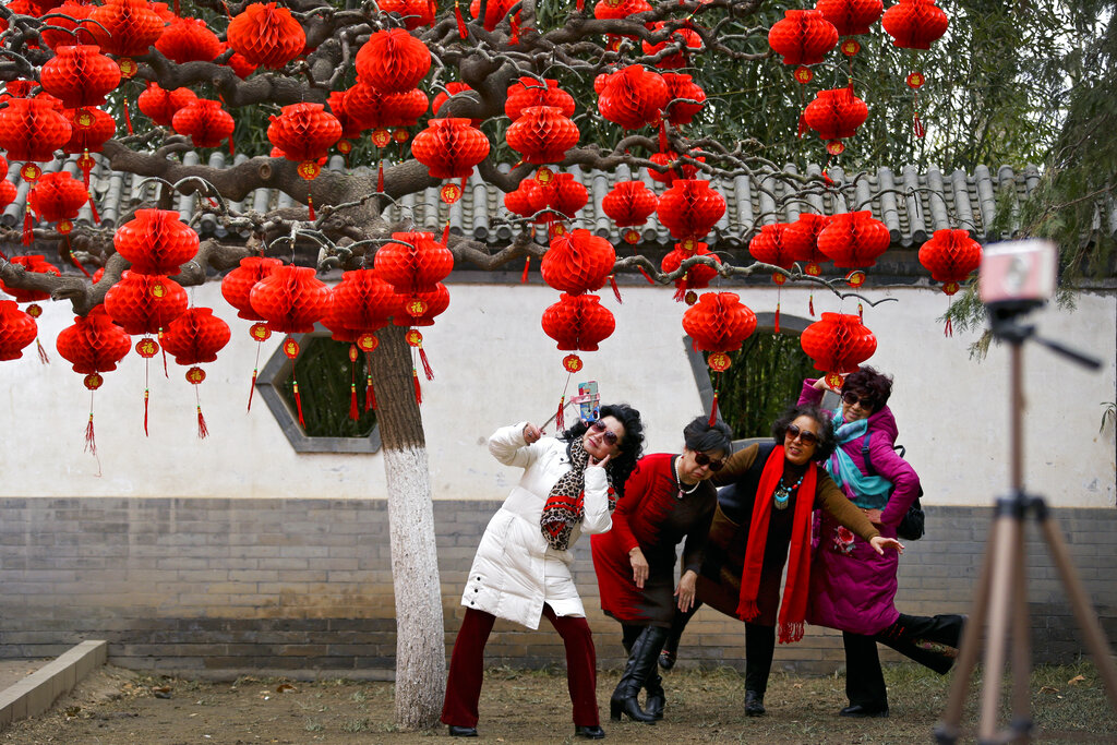 Lucky Red Lanterns Chinese New Year Decorations Ditan Park